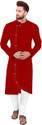 GauriLaxmi Enterprise Solid Cotton Blend Straight Kurta for Men (Red)
