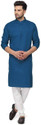GauriLaxmi Enterprise Solid Cotton Blend Straight Kurta for Men (Dark Blue)