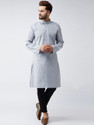 GauriLaxmi Enterprise Solid Cotton Blend Straight Kurta for Men (Grey)