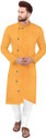 GauriLaxmi Enterprise Solid Cotton Blend Straight Kurta for Men (Yellow)