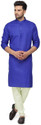 GauriLaxmi Enterprise Solid Cotton Blend Straight Kurta for Men (Blue)