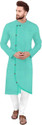 GauriLaxmi Enterprise Solid Cotton Blend Straight Kurta for Men (Light Green)