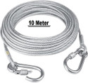 GAURINANDAN 10M Stainless Steel Clothesline Wire Rope with Lock Hooks Heavy Duty Stainless Steel Clothesline