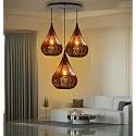 3 Light Chandelier MINAR Classic Design Cluster Hanging Light with Bulb for Restaurant,Bedroom, Living Room for Decorative to Home Décor, (Black)