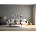 3 Light Linear 8008 Smoke Glass Cluster Hanging Light with Bulb for Restaurant, Bedroom, Living Room for Decorative to Home Décor.(Golden)