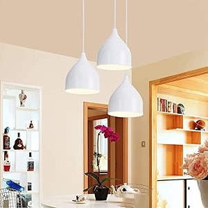 aluminium 3 light cluster hanging light with bulb for restaurant bedroom living room -white