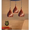 Cluster Hanging THALI with Bulb for Restaurant,Bedroom, Living Room and Home Decor Chandelier Ceiling Lamp.Copper