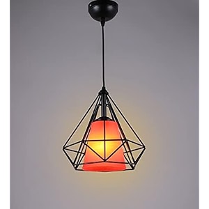 diamond design pendant lamp with bulbhanging lampceiling light for bedroom living room restaurants dining coffee shop home and office diamond with orange pvc glass black