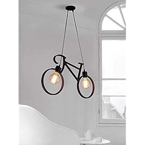 double holder cycle pendant lamp with bulbhanging lampceiling light for bedroom living room restaurants dining coffee shop home and office black