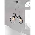 Double Holder Cycle Pendant Lamp with Bulb/Hanging Lamp/Ceiling Light for Bedroom, Living Room, Restaurants, Dining, Coffee Shop, Home and Office. Black