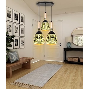gau- black smily round thali cluster pendent light for restaurantbedroom living room for decorative to home dcor