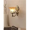 Golden Antique Single 7632 Wall Lamp/Wall Light for Bedroom, Living Room, Restaurants, Dining, Coffee Shop, Home and Office, Royal Design.with Bulb