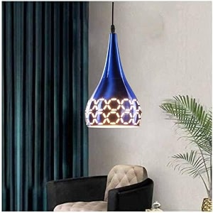 lazer cutting pendant lamp with bulbhanging lampceiling light for bedroom living room restaurants dining coffee shop home and officeblue