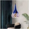 Lazer Cutting Pendant Lamp with Bulb/Hanging Lamp/Ceiling Light for Bedroom, Living Room, Restaurants, Dining, Coffee Shop, Home and Office.(Blue)