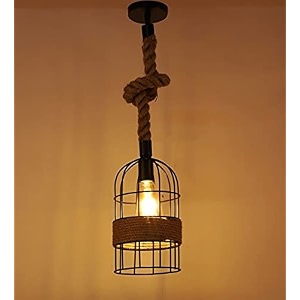 traditional metallic decorative hanging lights set  stylish rope pendant ceiling light lamp laltern for bedroom living room office dining table black and beige set of 1