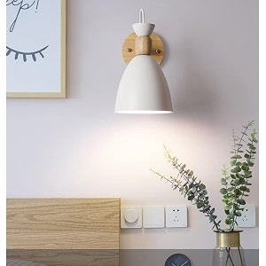 sconce fixture nordic modern iron wall mounted led wall light living room bedside sconce stair lamp with lampshade study porch corridor fixture white bulb included