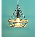 Vintage Diamond Rope Hanging with Bulb for Restaurant,Bedroom, Living Room and Home Decor Chandelier Ceiling Lamp.Black
