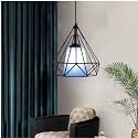 Vintage Diamond Shape Metal PVC Hanging for Restaurant,Bedroom, Living Room and Home Decor Chandelier Ceiling Lamp.Black