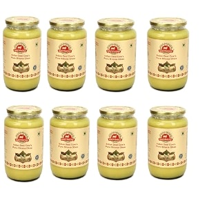 gavyratan 100 pure tharparkar a2 cow ghee made using traditional bilona method in glass jar - non gmo and organic pack of 8