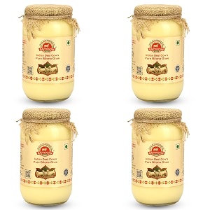 gavyratan 100 pure tharparkar a2 cow ghee made using traditional bilona method in glass jar - non gmo and organic pack of 4