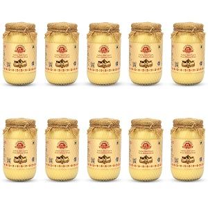 gavyratan 100 pure tharparkar a2 cow ghee made using traditional bilona method in glass jar - non gmo and organic pack of 10