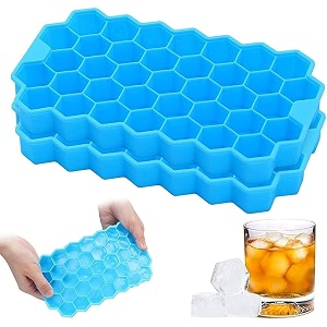 37 cavity ice cube trays flexible silicone honeycomb freezer moulds with lid 37 hexagonal compartments small cubes whiskey fridge bar pack of 2