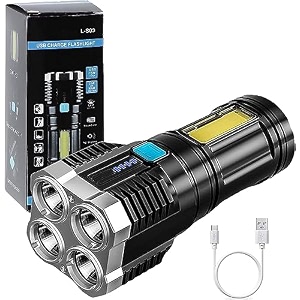 gaxquly emergency torch rechargeable multifunctional portable led flashlight torch long distance beam range with 4 lighting modes and cob light for outdoor indoorhikingwalkingcamping