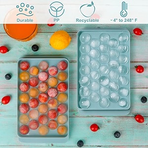 ice cube tray with lid for freezer bpa free easy release flexible ball maker for fresh juice mocktails whiskey cocktails tea amp coffee food grade for freezer 33 cavity pack of 2