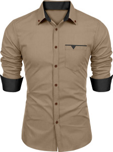 GAZZY CREATION Men Solid Casual Pink Shirt