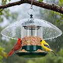 Gbekery Metal Bird Feeders for Outdoors with 12” Weatherproof Dome, Green