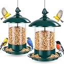 Gbekery Metal Bird Feeders for Outdoors, 360° Feeding Tray, Green 2 Pack