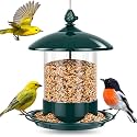 Gbekery Metal Bird Feeders for Outdoors Hanging, 360° Feeding Tray, Green