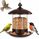 Gbekery Metal Bird Feeders for Outdoors Hanging, 360° Feeding Tray, Brown