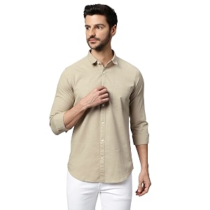 gbs linen plain full sleeves slim fit beige shirt for men39s - classic and comfortable casual wear