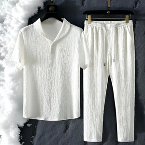 GC FAB Men Solid White Night Suit