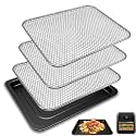 GCQ Air Fryer Drip Tray for Chefman 12 Quart 6 In 1 digital Countertop Convection Oven, 4 Pieces Set Food Grade Air Fryer Accessories Grill Pan Grill Plate Crisper Plate Replacement Tray Parts Rack