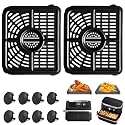 GCQ Air Fryer Grill Pan for Ninja Foodi 11 Quart 7-in-1 MegaZone XL FlexBasket Air Fryer, 2 Packs Replacement Air Fryer Crisper Plate Grill Plate Tray Accessories with Rubber Bumpers, Dishwasher Safe