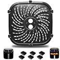 GCQ Air Fryer Replacement Parts for PowerXL Vortex Pro 6 QT Air Fryer, Oval 8.67''*8.67''Food Grade Stainless Steel Air Fryer Accessories Grill Pan Crisper Plate Tray Rack with Rubber Bumpers