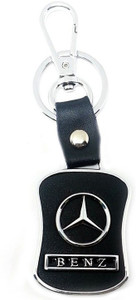 gct mercedes benz leather metal logo locking curved locking key chain