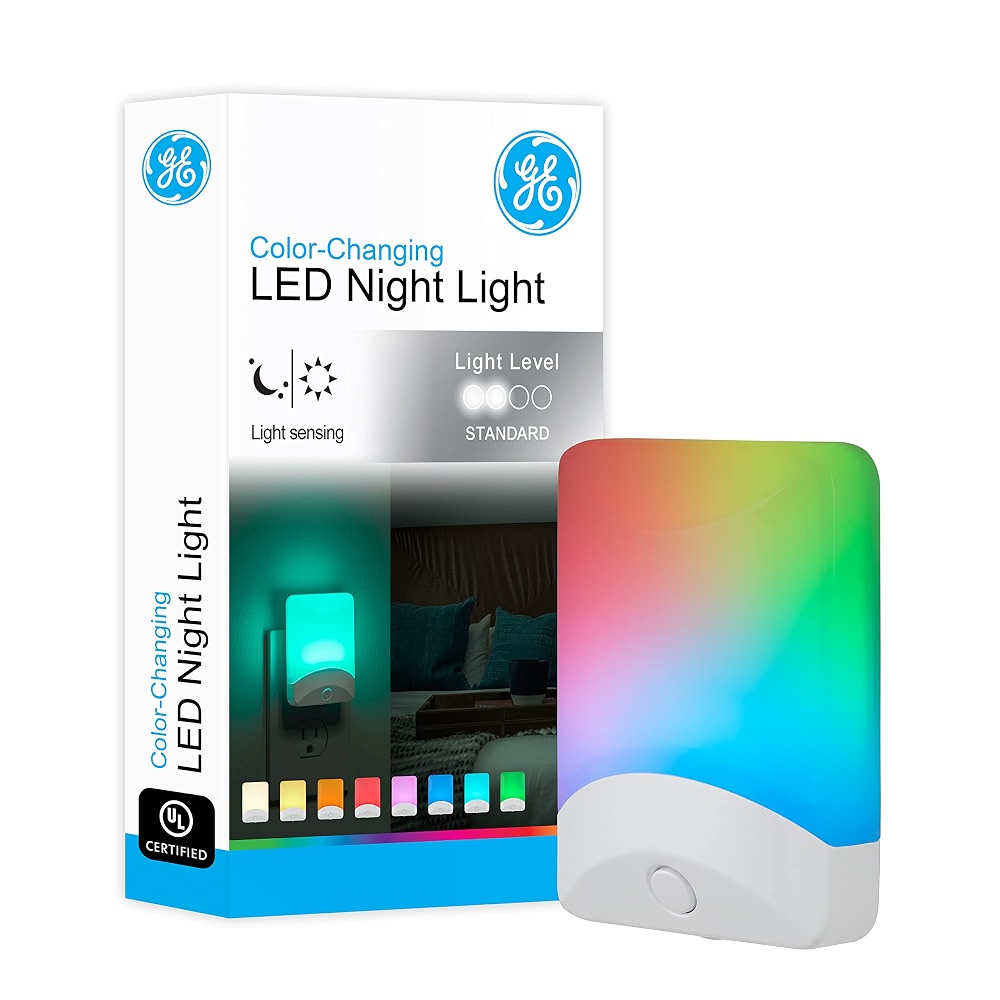 GE Color Changing LED Night Light, 8 Different Colors, Energy Efficient ...