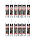 GE Supreme Paintable Silicone Caulk for Kitchen & Bathroom, White, 9.5 fl oz Cartridge, 12 Pack - 100% Waterproof Silicone Sealant, 7X Stronger Adhesion, Shrink & Crack Proof