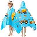 Gealaek 100% Cotton Hooded Towel for Toddlers 5-12 Years Boys Girls 60"x30" Extra Large Wearable Wrap Kids Bath Pool Beach Towel Soft Absorbent Beach Poncho(Construction Site XL)