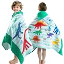 Gealaek 100% Cotton Hooded Towel for Toddlers 5-12 Years Boys Girls 60"x30" Extra Large Wearable Wrap Kids Bath Pool Beach Towel Soft Absorbent Beach Poncho(Dinosaur XL)