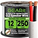 GEARit 12 Gauge Speaker Wire, UL CL2-Rated in Wall OFC Cable, 250FT 12/2