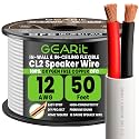 GEARit 12 Gauge Speaker Wire, UL CL2-Rated In Wall OFC Cable, 50FT 12/2