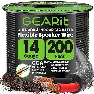 gearit outdoor speaker wire 14 gauge 200ftin wall speaker wire cl3 rated