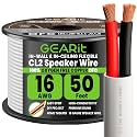 Gearit 16 Gauge Cl2 Ofc Speaker Wire, Gearit Pro Series 16Awg (50 Feet / 15.24 Meters / White) Oxygen Free Copper Ul Cl2 Rated In-Wall Speaker Wire Cable For Home Theater, Car Audio, And Outdoor Use