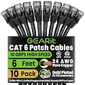 GEARit Cat6 Patch Cables Cat 6 Ethernet Cable 6 ft 10-Pack Black