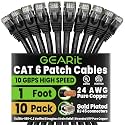 GEARit Cat6 Patch Cables Cat 6 Ethernet Cable 1 ft 10-Pack Black