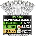 GEARit Cat6 Patch Cables Cat 6 Ethernet Cable 15 ft 10-Pack White